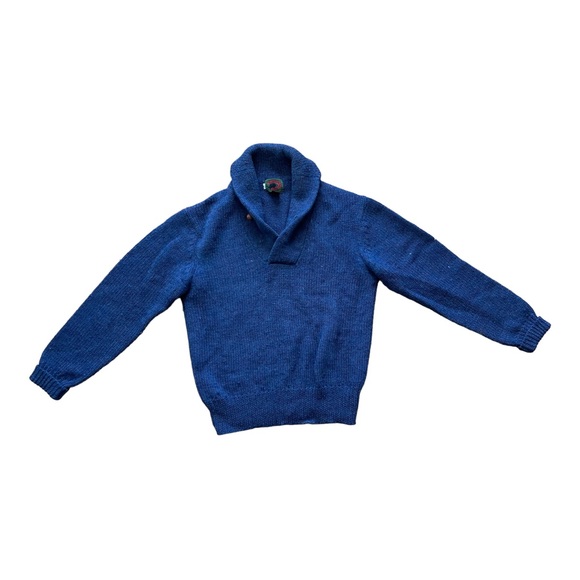 vintage BOSTON TRADERS men’s 100% wool shawl neck Blue sweater size : Medium - Picture 3 of 8